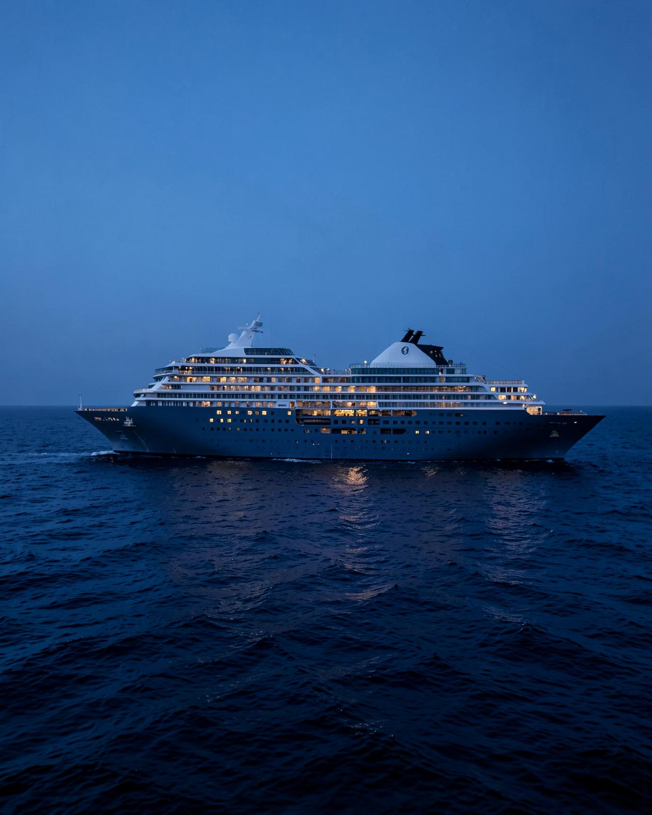 The deck of an ultra-luxury ocean ship at open sea